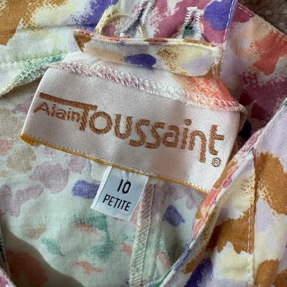 VINTAGE ALAIN TOUSSAINT Floral Midi Dress Women's 10 Petite 10P 90s Cottagecore - Picture 8 of 9